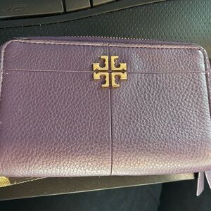 Tory Burch Purple Wallet with Gold Logo